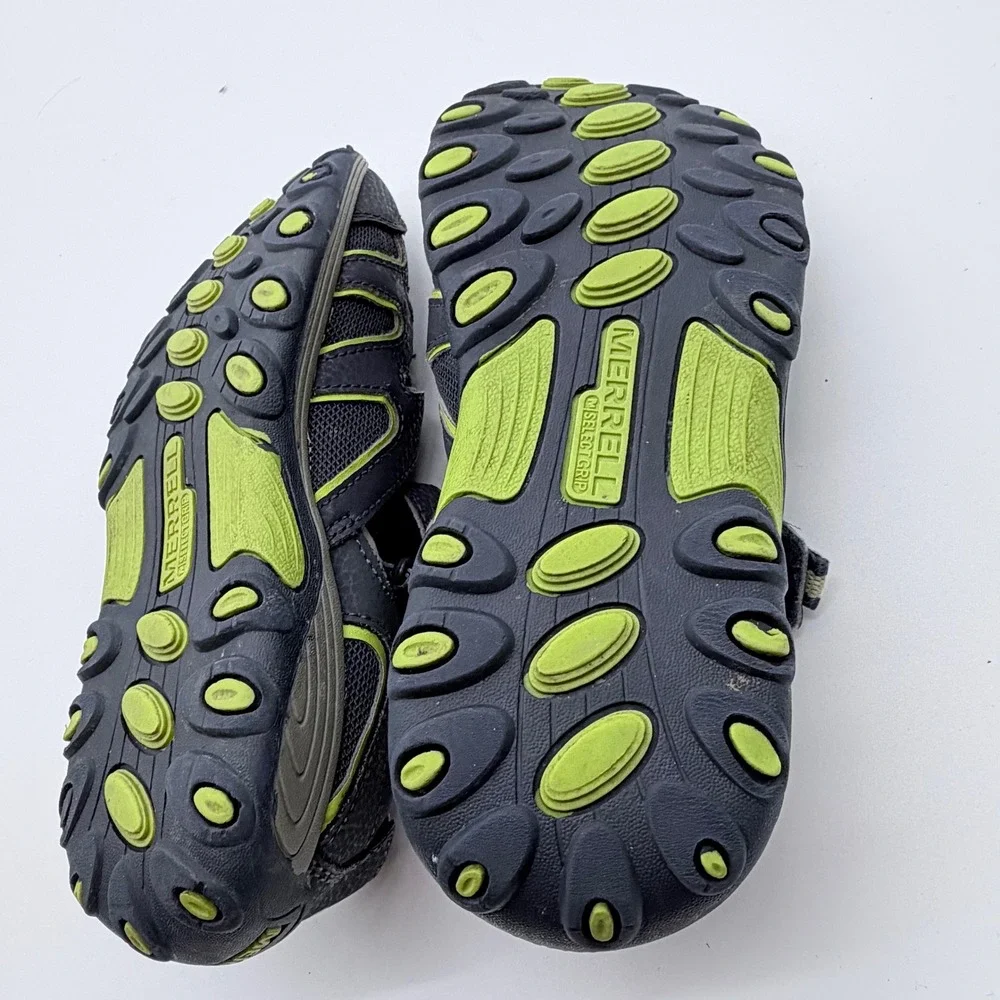Merrell Hydro Kids Water‎ Sandals Grey Lime Green Size 2M MC54859 Hiking Shoes